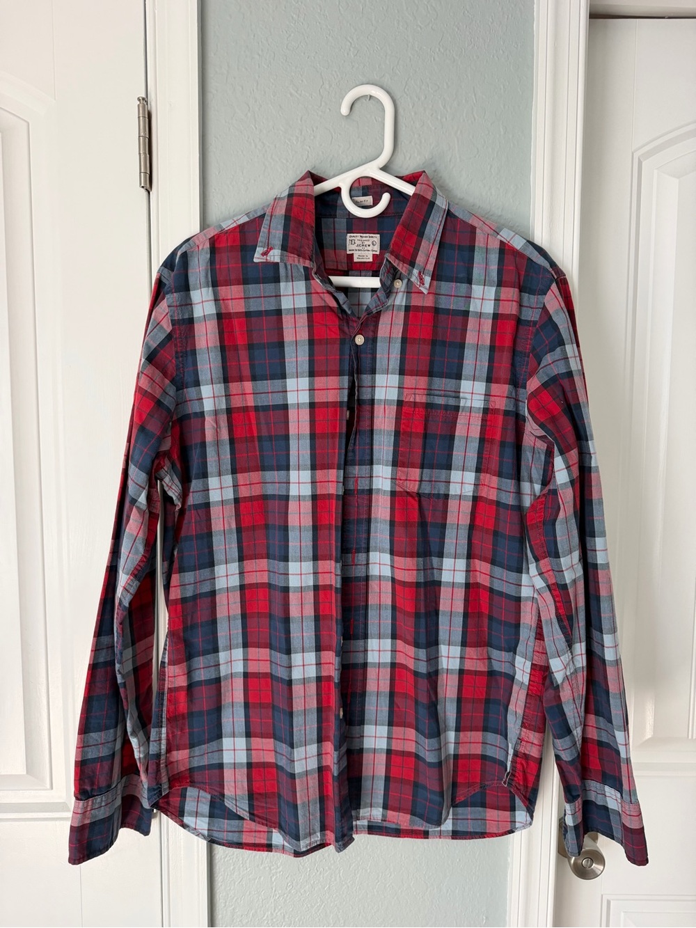 J. Crew Red and Blue Plaid Button-Down Shirt